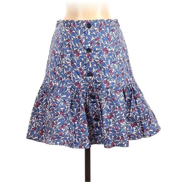 Tanya Taylor Blue Floral Mini Skirt, Size 4 - Picture 2 of 10